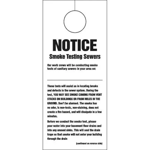 Smoke Testing Hang Tag English - pack of 100 Smoke Testing Hang Tag English - pack of 100