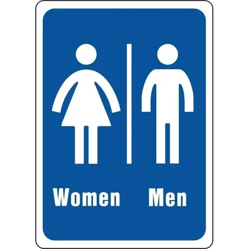 Unisex "Men/Women" Restroom Sign, White Plastic, 10" X 6" - pack of 5 Unisex "Men/Women" Restroom Sign, White Plastic, 10" X 6" - pack of 5