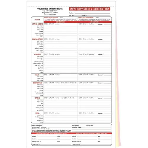 Move-In Condition/Inventory Forms, 8-1/2 X 14 - pack of 100 Move-In Condition/Inventory Forms, 8-1/2 X 14 - pack of 100