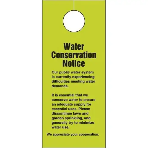 Water Conservation Notice - pack of 100 Water Conservation Notice - pack of 100