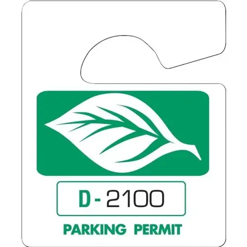 Non-Reflective Plastic Parking Permit Tags, Green Leaf, Small - pack of 100 Non-Reflective Plastic Parking Permit Tags, Green Leaf, Small - pack of 100