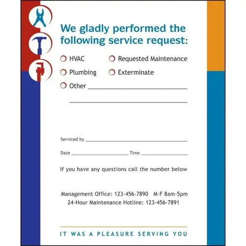 Maintenance Greeting Cards, Maintenance Was Here, 5 X 3" - pack of 100 Maintenance Greeting Cards, Maintenance Was Here, 5 X 3" - pack of 100