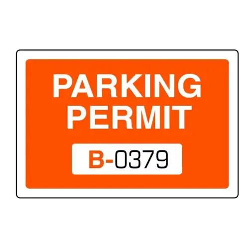 Parking Permit Static Cling, Orange, 3 X 2 - pack of 100 Parking Permit Static Cling, Orange, 3 X 2 - pack of 100