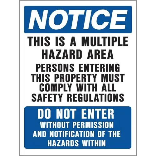 "Notice Multiple Hazard" Sign, Polystyrene, 24 X 18" - pack of 5 "Notice Multiple Hazard" Sign, Polystyrene, 24 X 18" - pack of 5