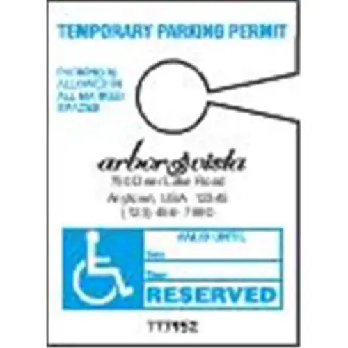 Temporary Parking Tags, Handicapped, 2-3/4 X 3-3/4 - pack of 100 Temporary Parking Tags, Handicapped, 2-3/4 X 3-3/4 - pack of 100