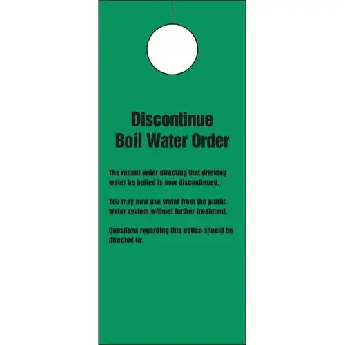 Door Knob Cards Bilingual Discontinue Boil Water - pack of 100 Door Knob Cards Bilingual Discontinue Boil Water - pack of 100