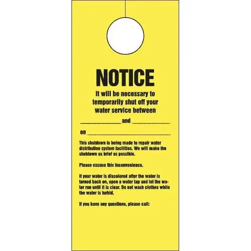 Door Knob Cards Temporary Shut Off - pack of 100 Door Knob Cards Temporary Shut Off - pack of 100