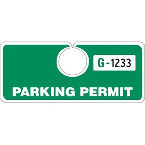 Horizontal Parking Permit Tags, Green, 5 X 2 1/8 - pack of 100 Horizontal Parking Permit Tags, Green, 5 X 2 1/8 - pack of 100