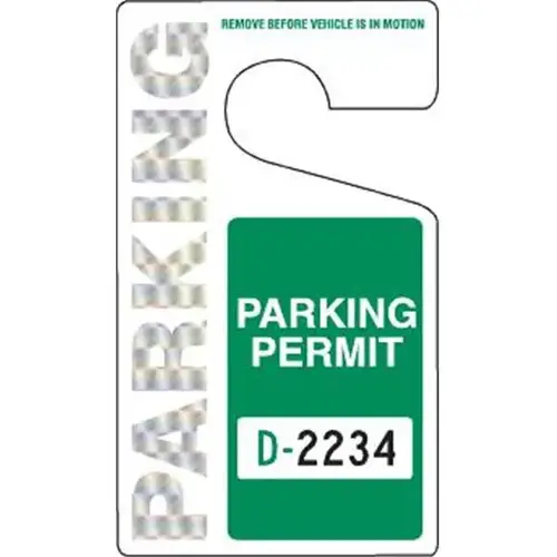 Hologram Plastic Parking Permit Tags, Green, 2 3/4 X 4 3/4 - pack of 100 Hologram Plastic Parking Permit Tags, Green, 2 3/4 X 4 3/4 - pack of 100