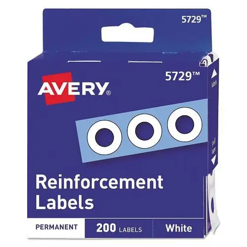 Dispenser Pack Hole Reinforcements 0.25" Dia White - pack of 200 Dispenser Pack Hole Reinforcements 0.25" Dia White - pack of 200
