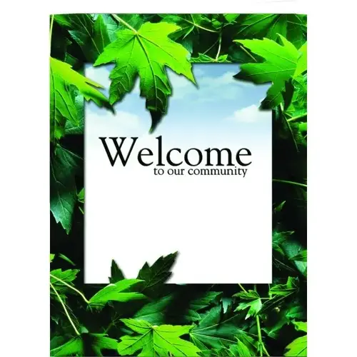 Personalized Welcome Folders, Green Leaves Design - pack of 100 Personalized Welcome Folders, Green Leaves Design - pack of 100