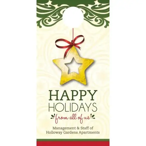 Holiday Door Tag, "Holiday Star" Design - pack of 50 Holiday Door Tag, "Holiday Star" Design - pack of 50
