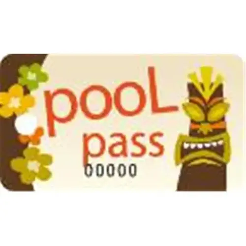 Pool Pass, Tiki Rectangle, 2-1/8 X 1 - pack of 100 Pool Pass, Tiki Rectangle, 2-1/8 X 1 - pack of 100