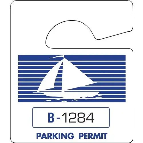 Non-Reflective Plastic Parking Permit Tags, Blue Boat - pack of 100 Non-Reflective Plastic Parking Permit Tags, Blue Boat - pack of 100