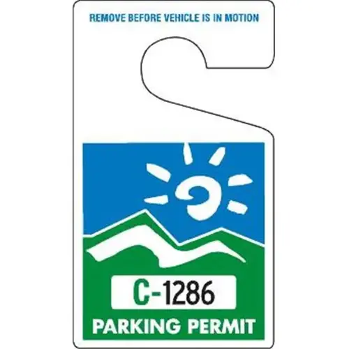 Parking Permit Plastic Hang Tags, Blue/green, 2-3/4 X 4-3/4 - pack of 100 Parking Permit Plastic Hang Tags, Blue/green, 2-3/4 X 4-3/4 - pack of 100