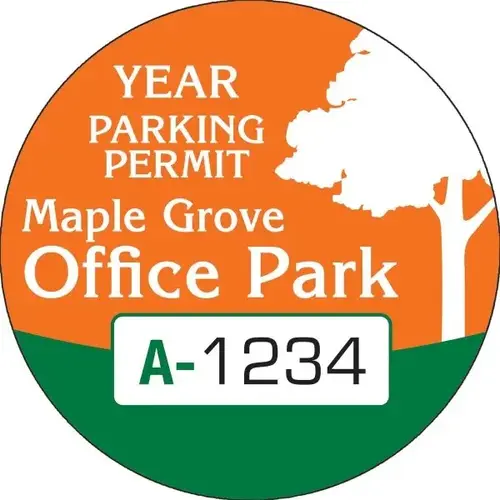 Custom Parking Permit Window Stickers, 2 Diameter Circle - pack of 100 Custom Parking Permit Window Stickers, 2 Diameter Circle - pack of 100