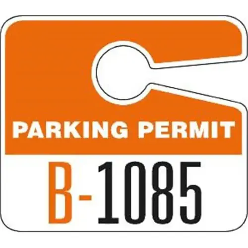 Plastic Parking Permit Tags, With Jumbo 1 Numbers Orange - pack of 100 Plastic Parking Permit Tags, With Jumbo 1 Numbers Orange - pack of 100