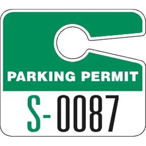 Plastic Parking Permit Tags, With Jumbo 1 Numbers, Green - pack of 100 Plastic Parking Permit Tags, With Jumbo 1 Numbers, Green - pack of 100