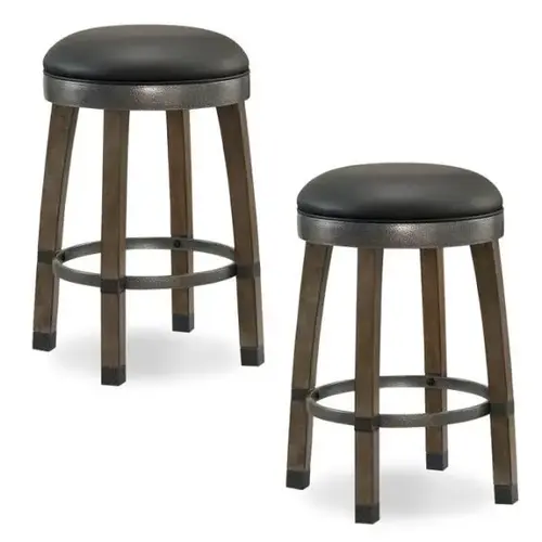 Wood Cask Stave Counter Stool,faux Leather, Graystone Greystone/Black - pack of 2 Wood Cask Stave Counter Stool,faux Leather, Graystone Greystone/Black - pack of 2