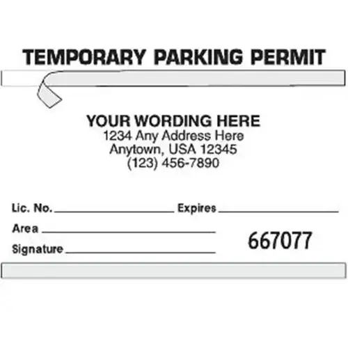 Temporary Window Parking Permit Cards, White, 4-1/4 X 3-1/4 - pack of 100 Temporary Window Parking Permit Cards, White, 4-1/4 X 3-1/4 - pack of 100