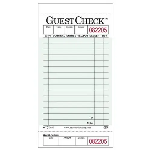 1 Pt 15 Line Guest Check Board, Green - pack of 2500 1 Pt 15 Line Guest Check Board, Green - pack of 2500