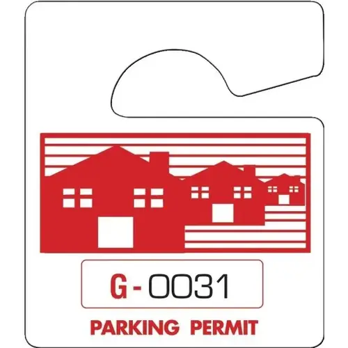 Plastic Parking Permit Tags, Red Houses, 2-1/2 X 3 - pack of 100 Plastic Parking Permit Tags, Red Houses, 2-1/2 X 3 - pack of 100
