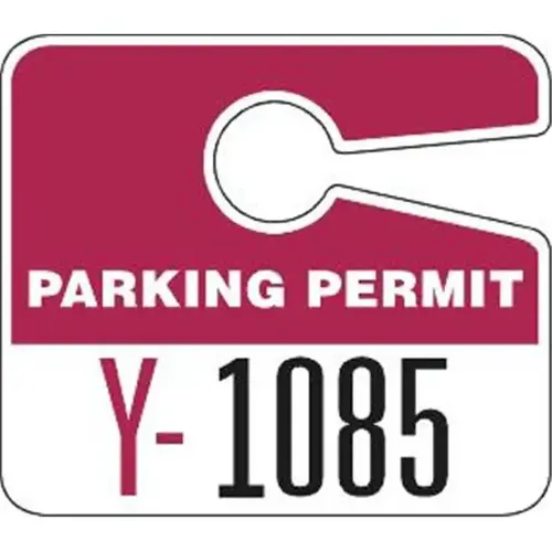 Plastic Parking Permit Tags, With Jumbo 1 Numbers, Burgundy - pack of 100 Plastic Parking Permit Tags, With Jumbo 1 Numbers, Burgundy - pack of 100