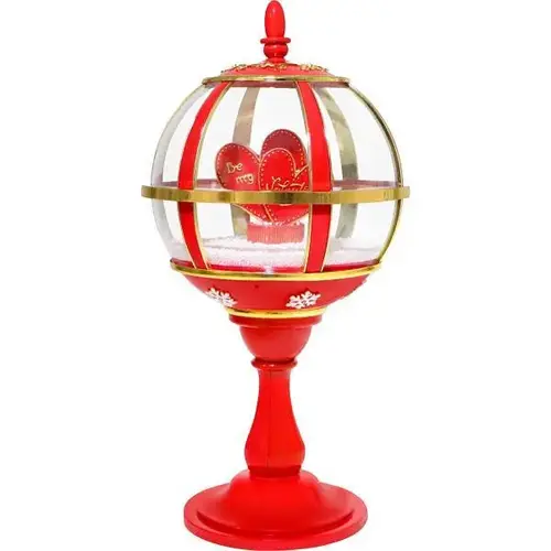 23" Musical Snowy Tabletop Valentine'S Day Lantern 23" Musical Snowy Tabletop Valentine'S Day Lantern