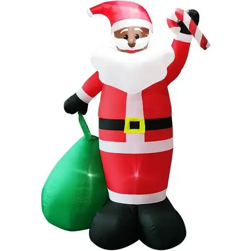 10 ft Pre-Lit Inflatable African American Santa Holding Toy Sack 10 ft Pre-Lit Inflatable African American Santa Holding Toy Sack