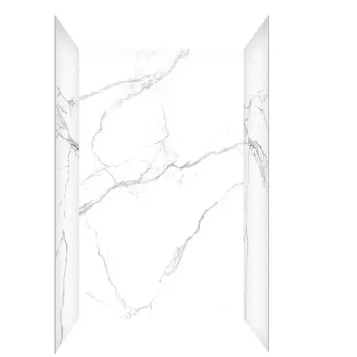 48 In. W X 34 In. D X 78 In. H 4-Piece Glue Up Alcove Shower Wall Smooth, Marble Pattern, White 48 In. W X 34 In. D X 78 In. H 4-Piece Glue Up Alcove Shower Wall Smooth, Marble Pattern, White