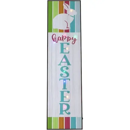 45" Happy Easter Porch Leaner Sign With LED Lights, Multicolor 45" Happy Easter Porch Leaner Sign With LED Lights, Multicolor