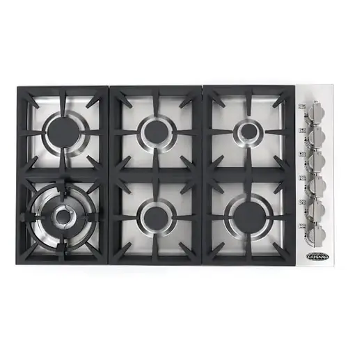 36" Gas Cooktop In Stainless Steel With 6 Italian Made Burners 36" Gas Cooktop In Stainless Steel With 6 Italian Made Burners
