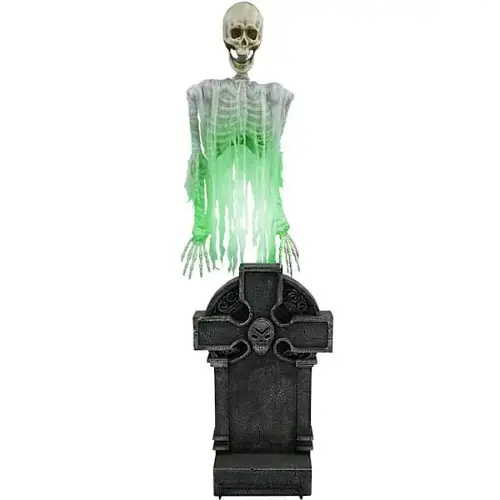5 ft9" Motion-Activated Floating Skeleton Ghost Over Tombstone 5 ft9" Motion-Activated Floating Skeleton Ghost Over Tombstone