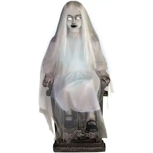 4 ft Motion-Activated Sitting Tombstone Girl, Talking 4 ft Motion-Activated Sitting Tombstone Girl, Talking