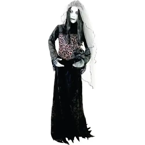 6 ft Animatronic Ghost Bride In Black And White Dress 6 ft Animatronic Ghost Bride In Black And White Dress