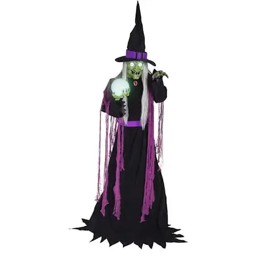 6 ft Animatronic Talking Fortune Teller Witch With Lights 6 ft Animatronic Talking Fortune Teller Witch With Lights