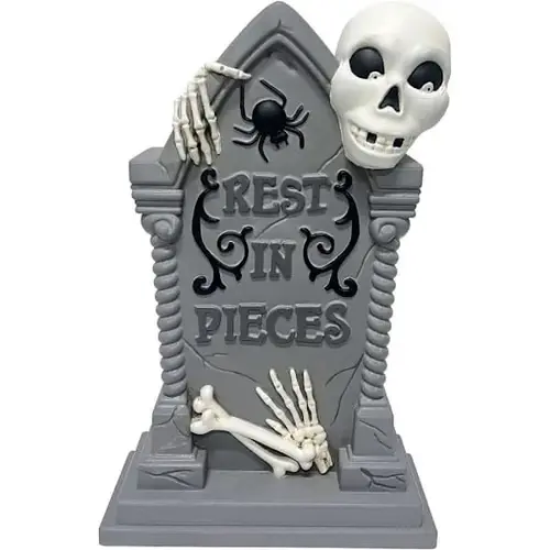 25" Tombstone With Skeleton Blow Mold With LED Lights 25" Tombstone With Skeleton Blow Mold With LED Lights