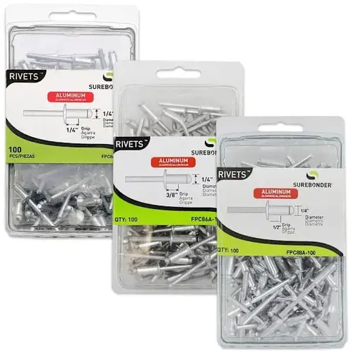 1/4" Diameter Aluminum Rivets Kit, Contains 1/4", 3/8", 1/2" Length 1/4" Diameter Aluminum Rivets Kit, Contains 1/4", 3/8", 1/2" Length