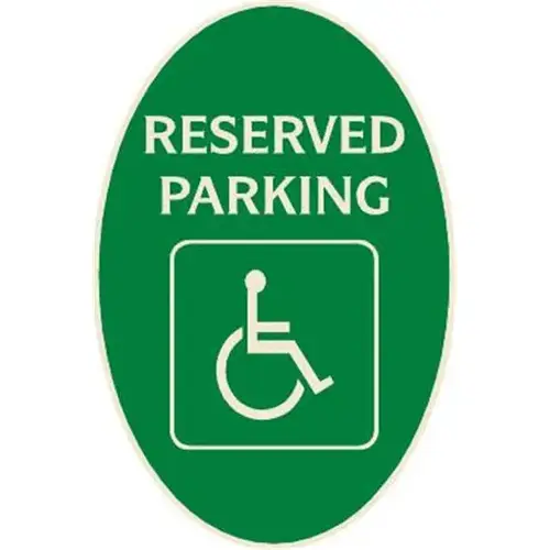 Reserved Parking/Handicapped Symbol Oval Sign, Ivory On Green, 12 X 18 Reserved Parking/Handicapped Symbol Oval Sign, Ivory On Green, 12 X 18