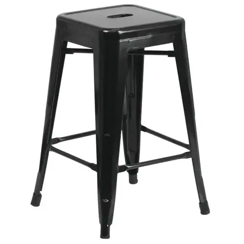 24" Backless Black Metal Counter Height Stool 24" Backless Black Metal Counter Height Stool