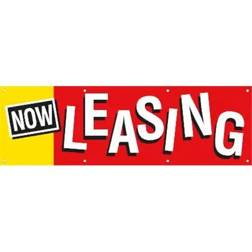 Horizontal Now Leasing Banner, Red/Yellow, 10 ft X 3 ft Horizontal Now Leasing Banner, Red/Yellow, 10 ft X 3 ft