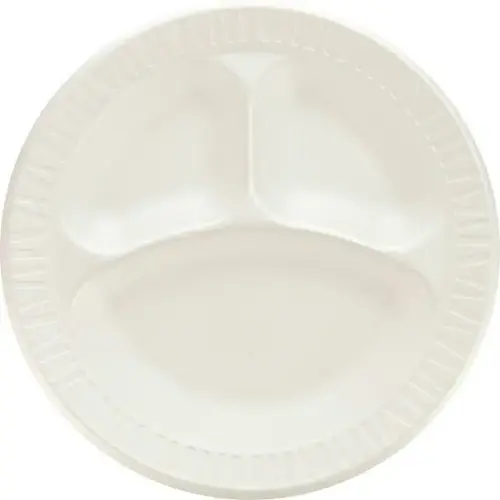 White Compartmented Unlaminated Foam Plates - pack of 500 White Compartmented Unlaminated Foam Plates - pack of 500