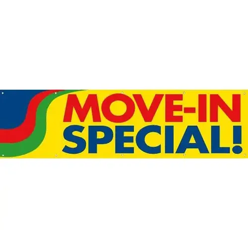 Horizontal Move In Special Banner, Yellow, 15 ft X 4 ft Horizontal Move In Special Banner, Yellow, 15 ft X 4 ft