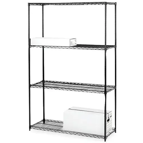 48 In. X 18 In. X 72 In. 4-Shelf Industrial Wire Unit W/ 4000 Lb. Capacity (Black) 48 In. X 18 In. X 72 In. 4-Shelf Industrial Wire Unit W/ 4000 Lb. Capacity (Black)