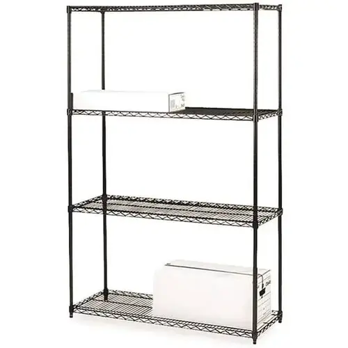 Starter 36 In. X 18 In. X 72 In. 4-Shelf Wire Shelving W/ 1000 Lb Capacity(Black) Starter 36 In. X 18 In. X 72 In. 4-Shelf Wire Shelving W/ 1000 Lb Capacity(Black)
