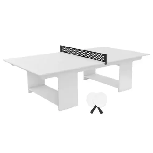 Table Tennis-White Table-Black Net-White Paddle-Black Accent Table Tennis-White Table-Black Net-White Paddle-Black Accent