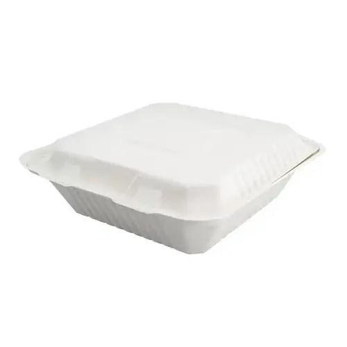 Bagasse Clamshell 9x9 1-Compartment Cs Of 200 - pack of 200 Bagasse Clamshell 9x9 1-Compartment Cs Of 200 - pack of 200