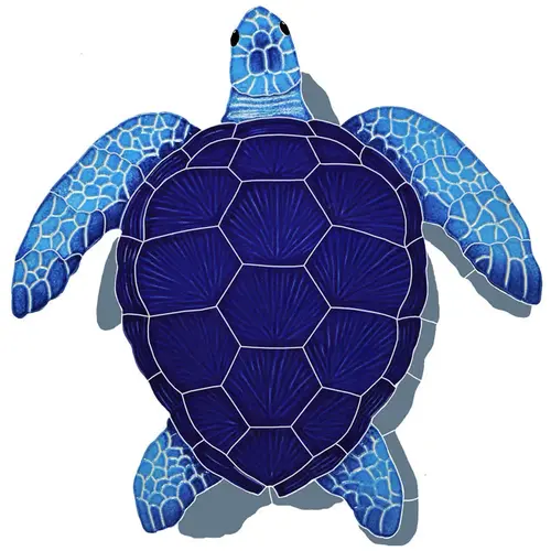 16" X 15" Artistry Loggerhead Turtle Blue W/Shadow Ceramic Tile Designs 16" X 15" Artistry Loggerhead Turtle Blue W/Shadow Ceramic Tile Designs