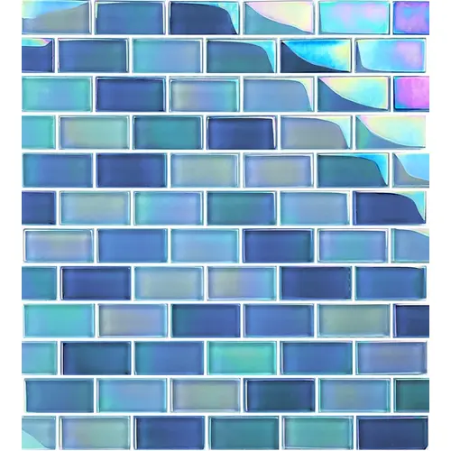 1" X 2" Crystal Iridescent Glass Tile Blends Sky Blue Blend 1" X 2" Crystal Iridescent Glass Tile Blends Sky Blue Blend