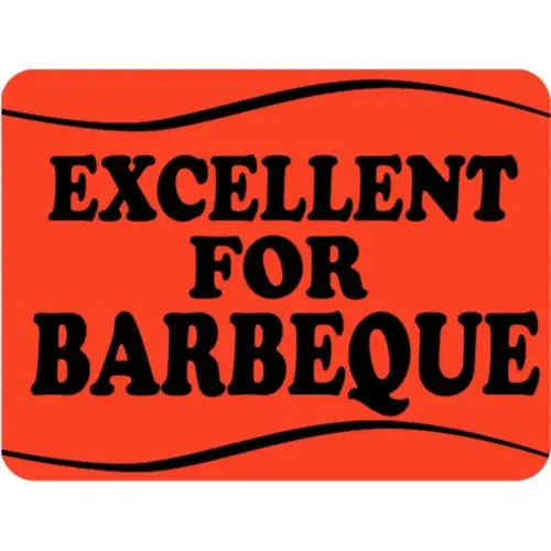 Excellent for Barbeque Meat Label 1.5X2 IN Black Fluorescent Red Wave - pack of 500 Excellent for Barbeque Meat Label 1.5X2 IN Black Fluorescent Red Wave - pack of 500
